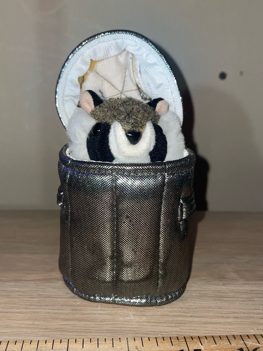 Folkmanis Furry Folk Hand “ finger”Puppet Raccoon In a Garbage Can